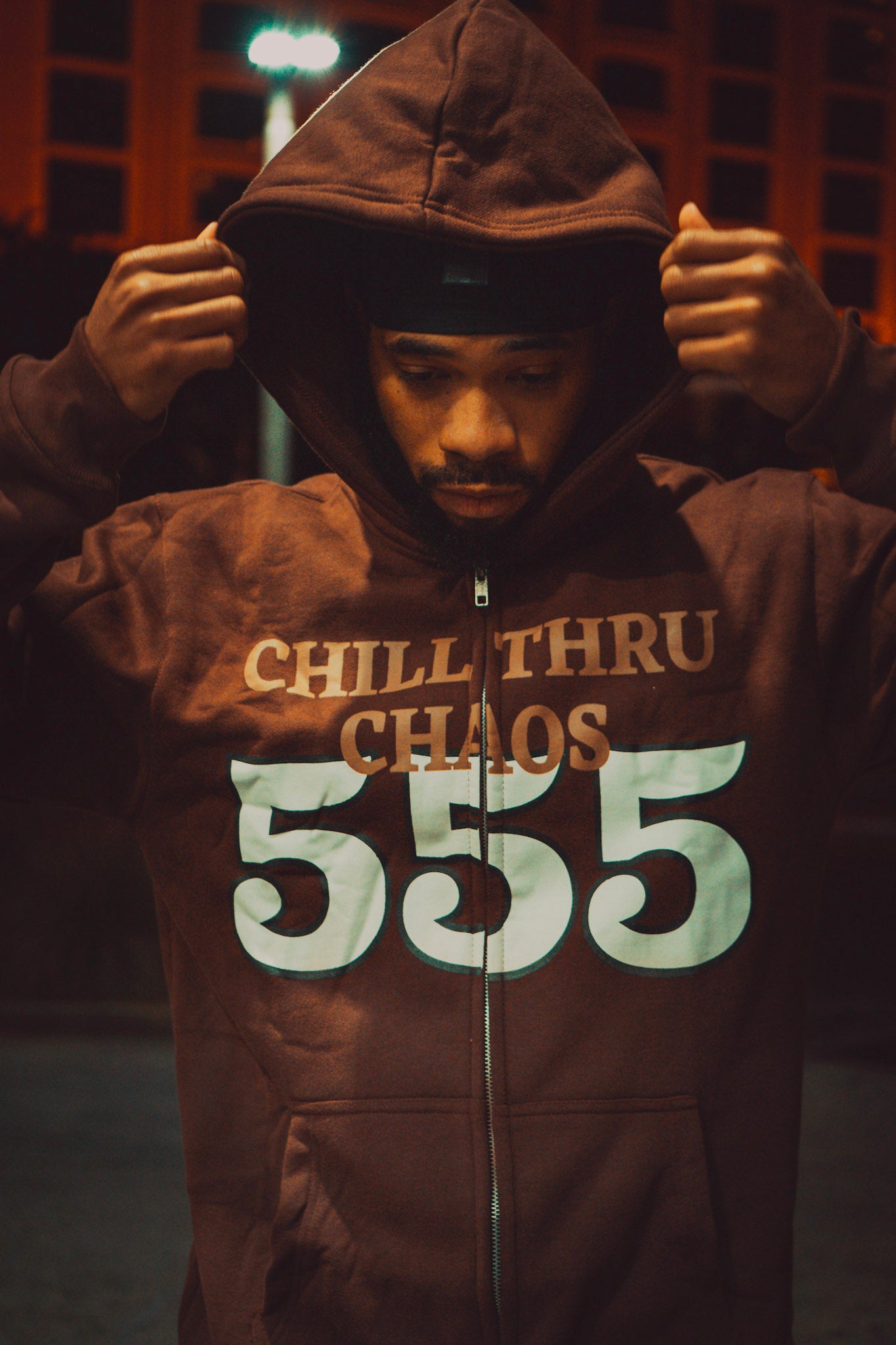 BROWN 555 zip up